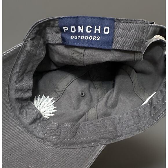 Poncho Outdoors Dad Hat Cap Strapback Adjustable Gray Cotton Fishing Mens - Picture 6 of 8